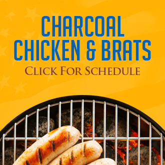 Charcoal Chicken & Brat Schedule
